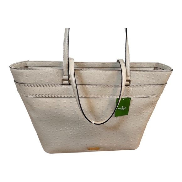 Brand New Luxurious Beige Leather Large Designer Tote Bag by Kate Spade - Picture 7 of 11